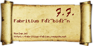 Fabritius Fábián névjegykártya